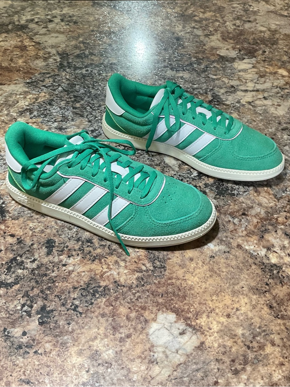 Adidas Grand Court Green Suede White 3 Stripe Sneakers Women’s Size 7 Retro - Picture 3 of 6